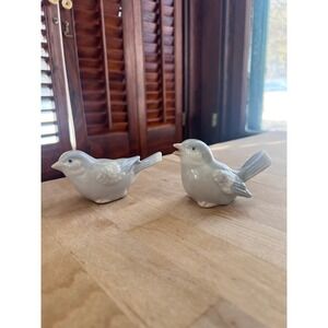 Otagiri Vintage Bird Figurines Set Japan Gray Porcelain Songbird Cottagecore